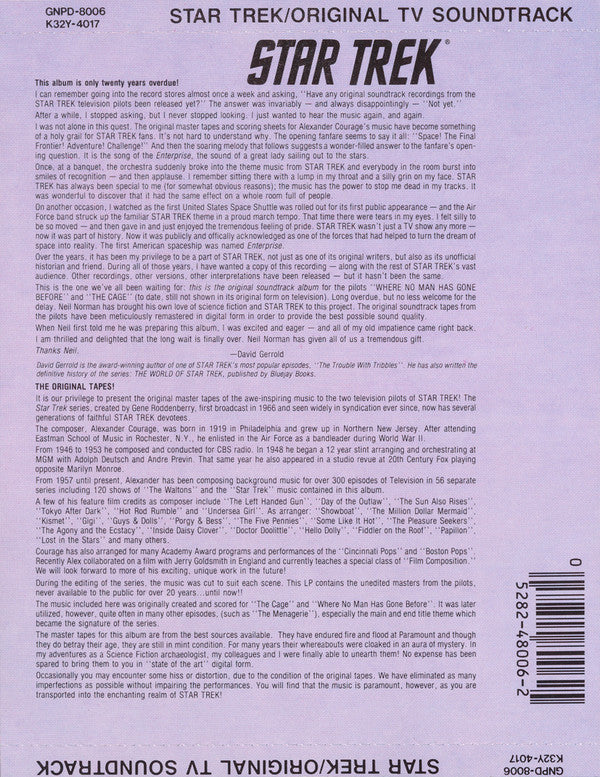Alexander Courage : Star Trek "The Cage" & "Where No Man Has Gone Before" (CD, Album)