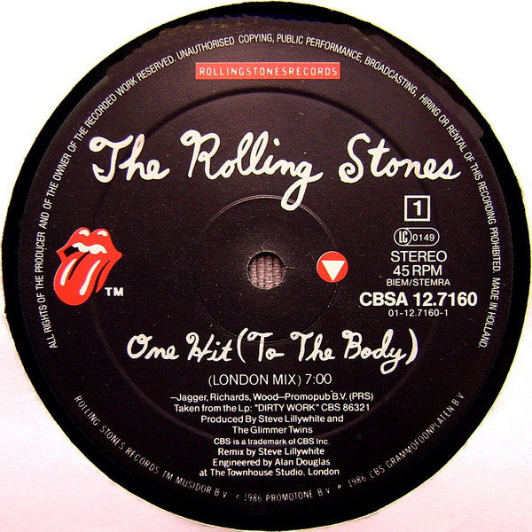 The Rolling Stones : One Hit (To The Body) (12", Maxi)