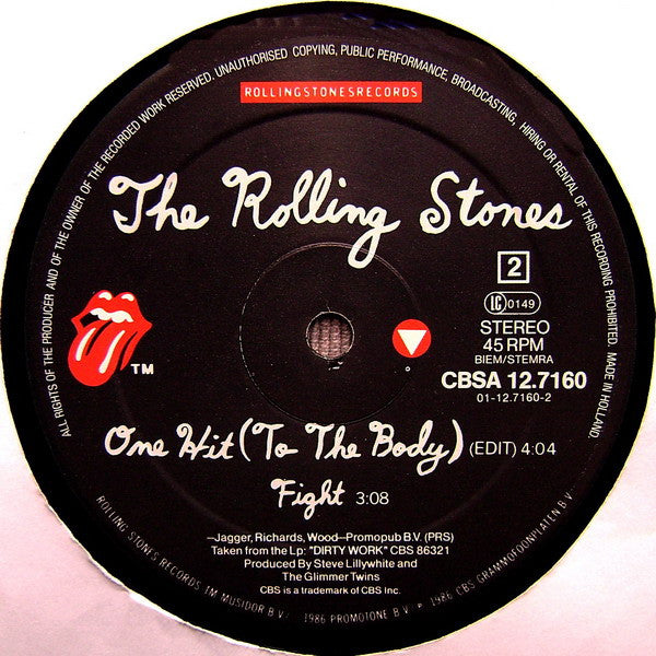 The Rolling Stones : One Hit (To The Body) (12", Maxi)