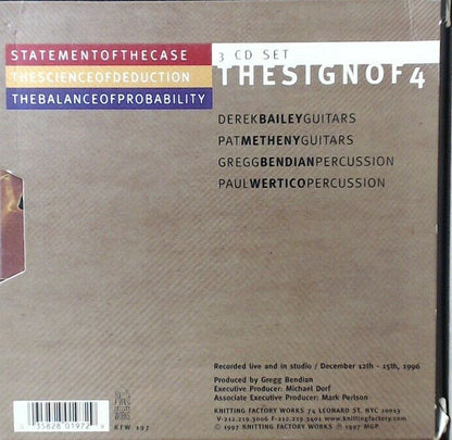 Derek Bailey, Pat Metheny, Gregg Bendian, Paul Wertico : The Sign Of 4 (3xCD, Album)