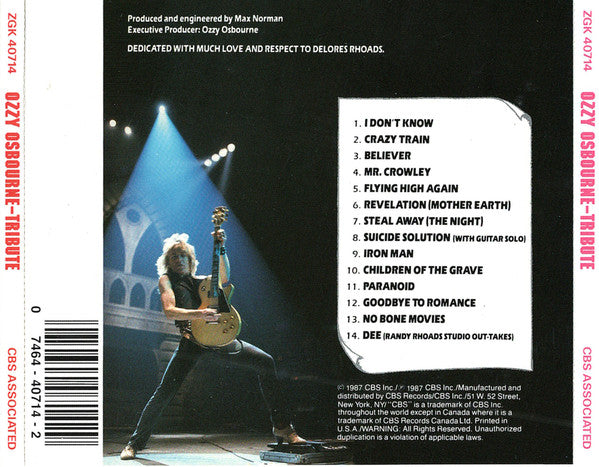 Ozzy Osbourne : Randy Rhoads Tribute (CD, Album)