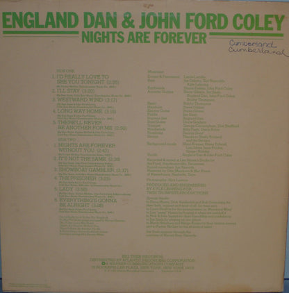 England Dan & John Ford Coley : Nights Are Forever (LP, Album, PR )