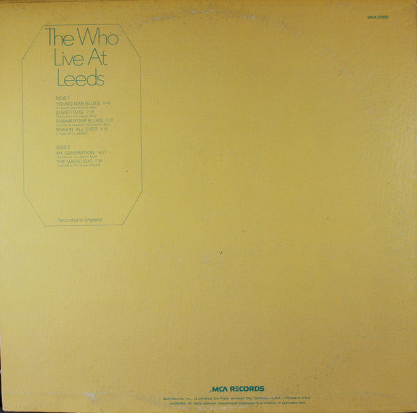 The Who : Live At Leeds (LP, Album, RE)