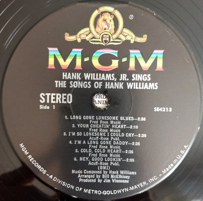 Hank Williams Jr. : Hank Williams Jr. Sings The Songs Of Hank Williams (LP, Album, MGM)
