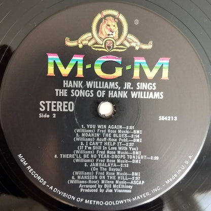 Hank Williams Jr. : Hank Williams Jr. Sings The Songs Of Hank Williams (LP, Album, MGM)
