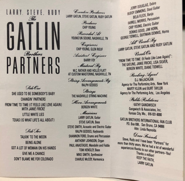 Larry Gatlin & The Gatlin Brothers : Partners (Cass, Album, DOL)