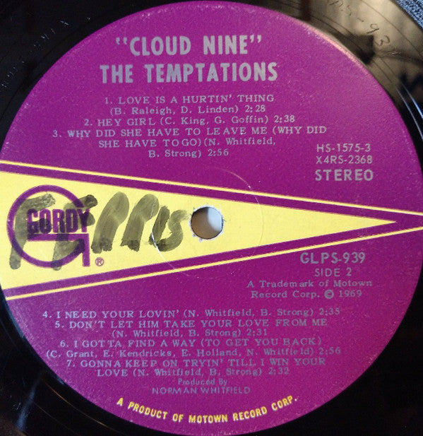 The Temptations : Cloud Nine (LP, Album, Ind)