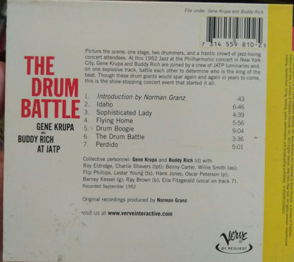 Gene Krupa And Buddy Rich : The Drum Battle At JATP (CD, Album, RE, RP, Dig)