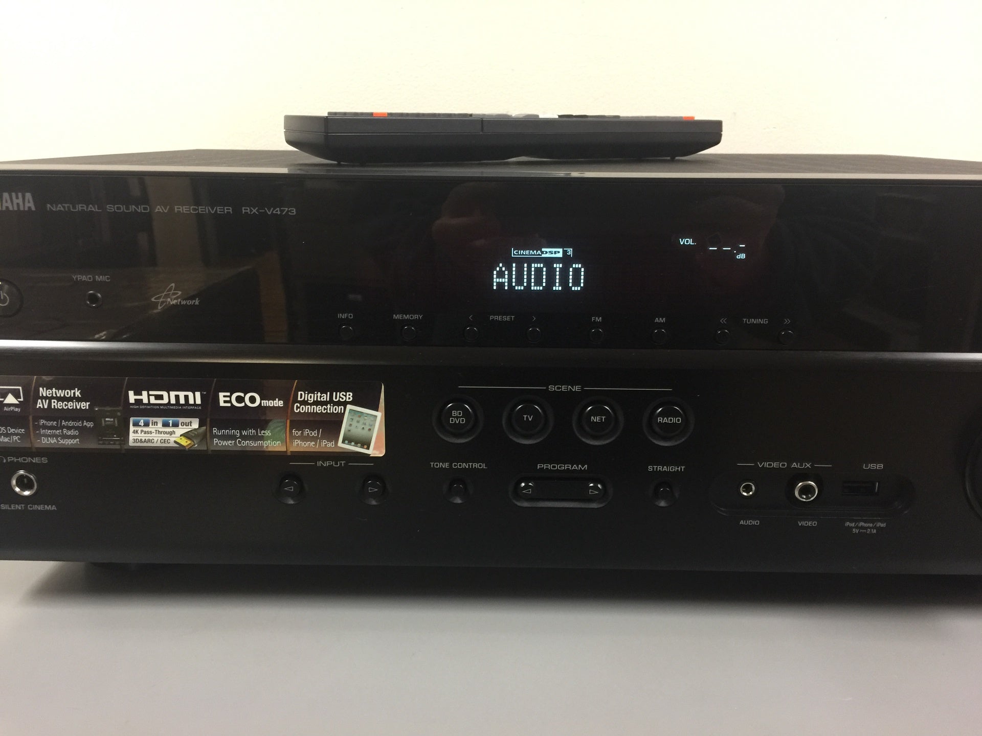 YAMAHA　AVレシーバー　RX-V473 Yamaha RX-V473 Home theater receiver with 3D-ready HDMI switching