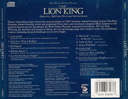 Elton John, Tim Rice, Hans Zimmer : The Lion King (Original Motion Picture Soundtrack) (CD, Album)
