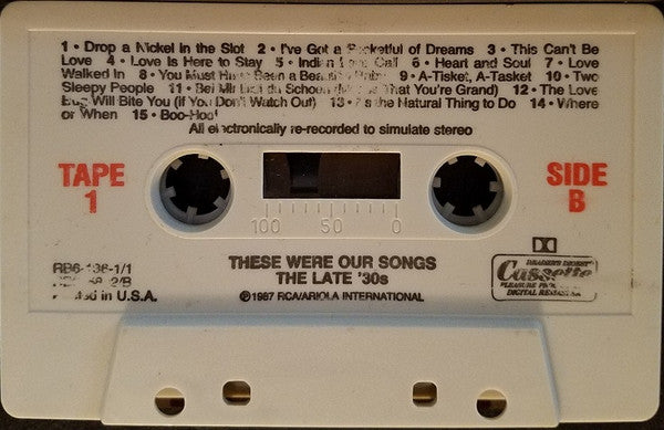 Various : These Were Our Songs - The Late '30s (3xCass, Comp)