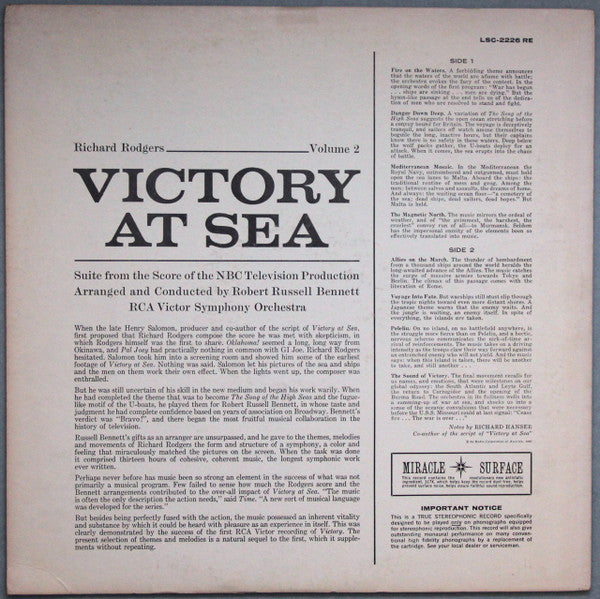 Richard Rodgers, Robert Russell Bennett Conducting RCA Victor Symphony Orchestra : Victory At Sea, Vol. 2 (Orchestral Suite From The NBC TV Production) (LP, Album, RE)
