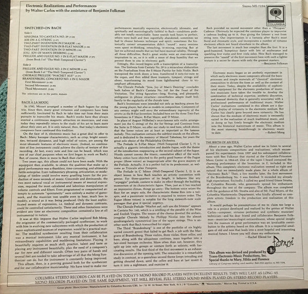 Walter Carlos : Switched-On Bach (LP, Album, RE, Ter)