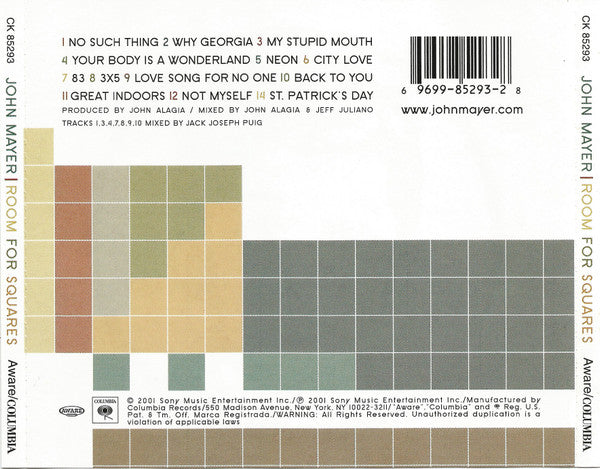 John Mayer : Room For Squares (CD, Album)