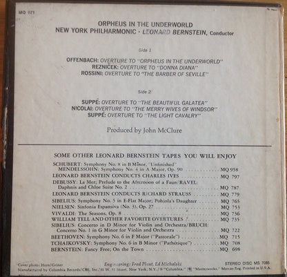 Leonard Bernstein, New York Philharmonic : Orpheus In The Underworld And Other Favorite Overtures (Reel, 4tr Stereo, 7" Reel, Album)