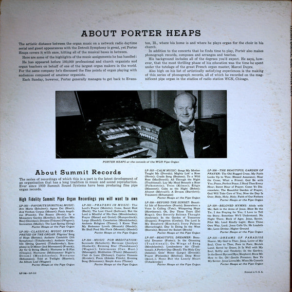 Porter Heaps : Favorite Spiritual Music (LP, Album, Mono)