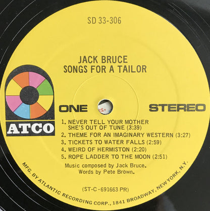 Jack Bruce : Songs For A Tailor (LP, Album, PR )
