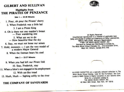 Gilbert & Sullivan : Highlights From The Pirates Of Penzance - The Company Of Savoyards (Cass, Comp)
