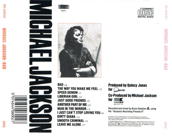 Michael Jackson : Bad (CD, Album, RE)