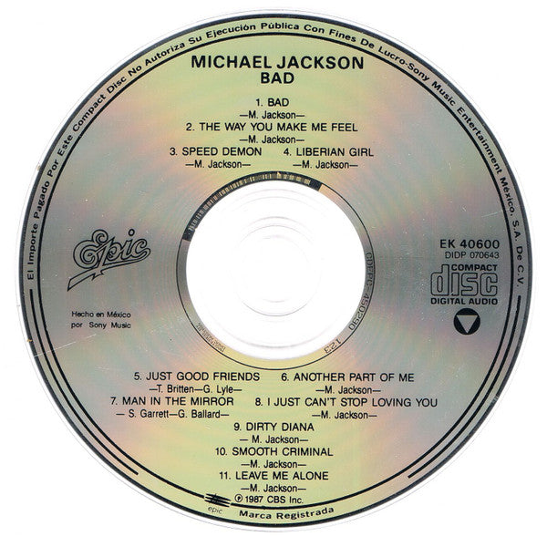 Michael Jackson : Bad (CD, Album, RE)