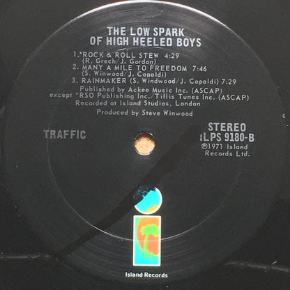 Traffic : The Low Spark Of High Heeled Boys (LP, Album, RE, RM, San)
