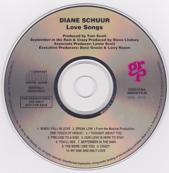 Diane Schuur : Love Songs (CD, Promo)