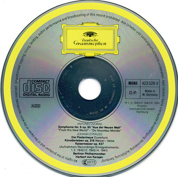 Herbert von Karajan, Berliner Philharmoniker, Dvořák*, J. Strauss* : The First Recordings Vol.3, Symphonie No. 9, Walzer (CD, Comp, Mono, RM)