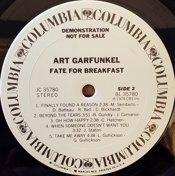 Art Garfunkel : Fate For Breakfast (LP, Album, Promo, Pit)