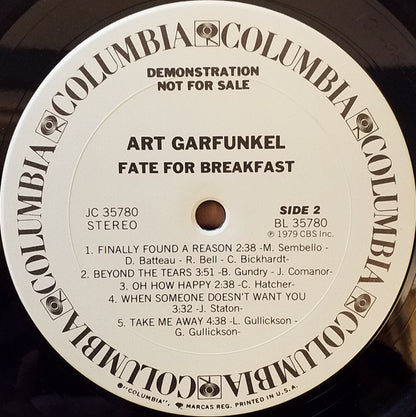 Art Garfunkel : Fate For Breakfast (LP, Album, Promo, Pit)
