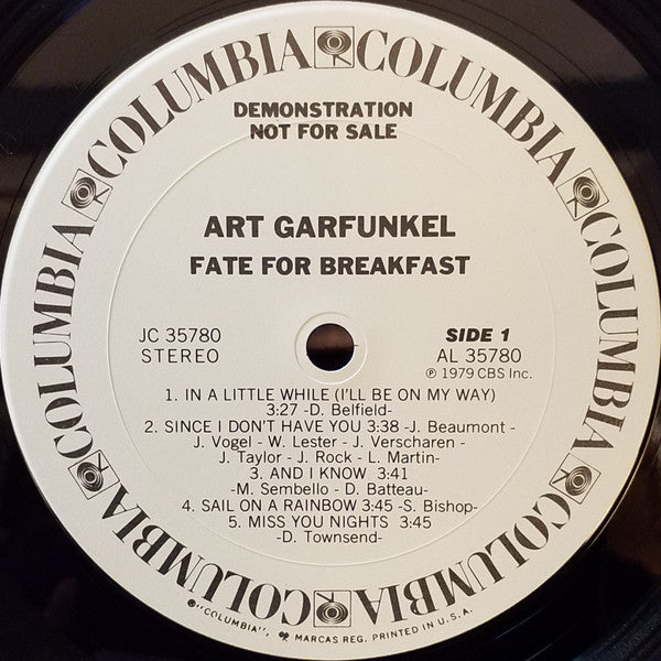 Art Garfunkel : Fate For Breakfast (LP, Album, Promo, Pit)