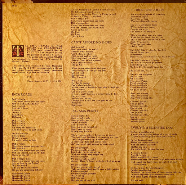 Frank Zappa And The Mothers Of Invention* : One Size Fits All (LP, Album, Gat)