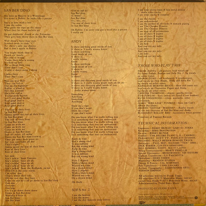 Frank Zappa And The Mothers Of Invention* : One Size Fits All (LP, Album, Gat)
