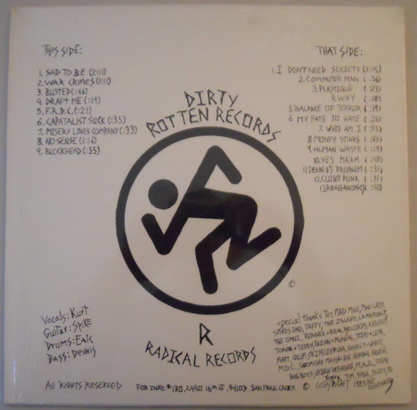 D.R.I.* : Dirty Rotten LP (LP, Album, M/Print, RE)