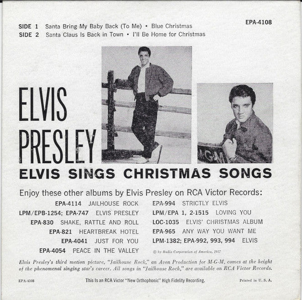 Elvis Presley : Elvis Sings Christmas Songs (7", EP)