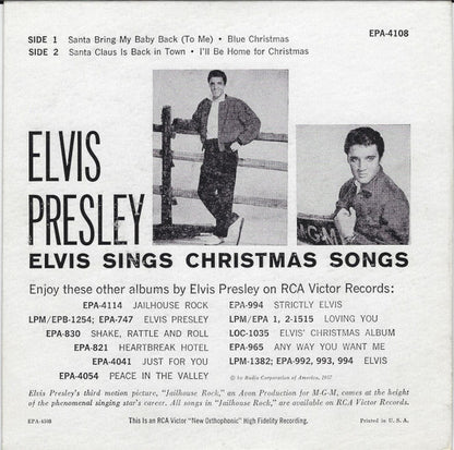 Elvis Presley : Elvis Sings Christmas Songs (7", EP)