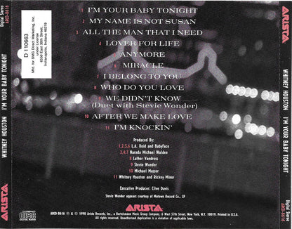 Whitney Houston : I'm Your Baby Tonight (CD, Album, Club, RP)