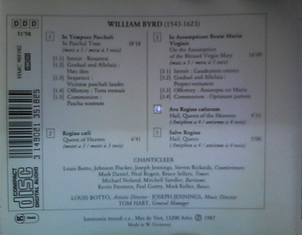 William Byrd - Chanticleer : Missa In Tempore Paschali (CD)