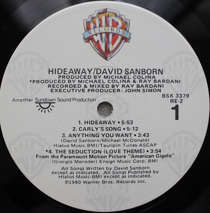 David Sanborn : Hideaway (LP, Album, Win)