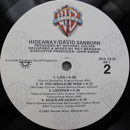 David Sanborn : Hideaway (LP, Album, Win)