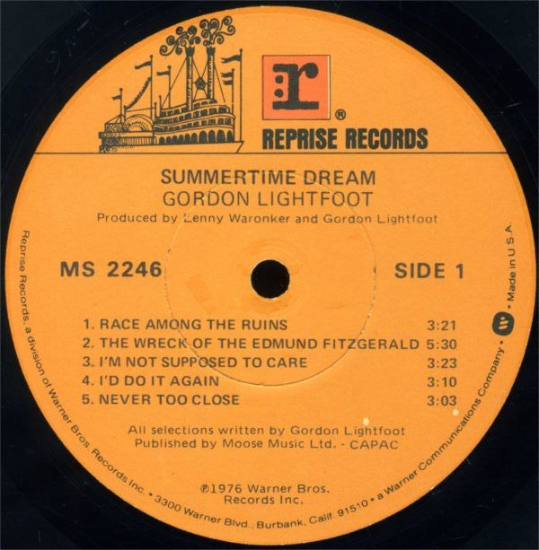 Gordon Lightfoot : Summertime Dream (LP, Album, Win)