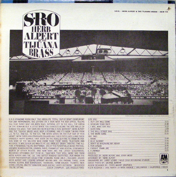 Herb Alpert & The Tijuana Brass : S.R.O. (LP, Album, Mono, Ter)