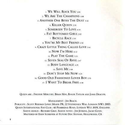 Queen : Greatest Hits (CD, Comp, RP)