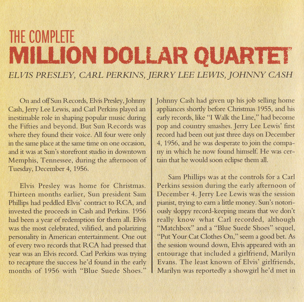 Elvis Presley - Carl Perkins - Jerry Lee Lewis - Johnny Cash : The Complete Million Dollar Quartet (CD, Album, RE, RM)