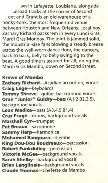 Zachary Richard : Mardi Gras Mambo (Cass, Album)