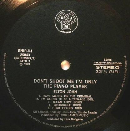 Elton John : Don't Shoot Me I'm Only The Piano Player (LP, Album, Gat)