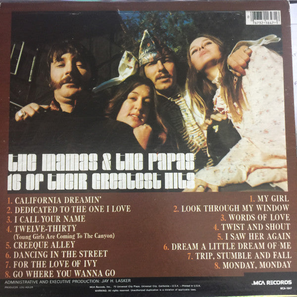 The Mamas & The Papas : 16 Of Their Greatest Hits (LP, Comp, RE, Glo)