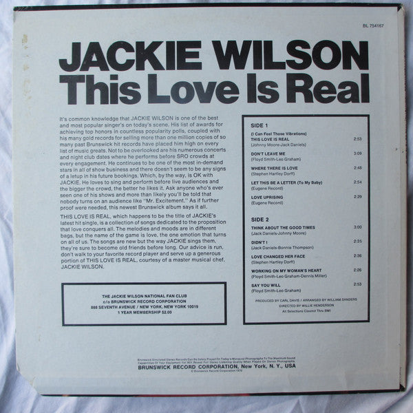 Jackie Wilson : This Love Is Real (LP, Album, Pit)