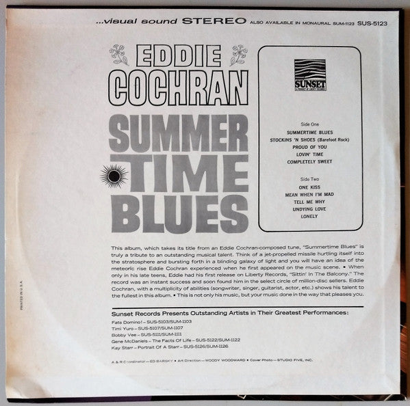 Eddie Cochran : Summertime Blues (LP, Album, Comp)