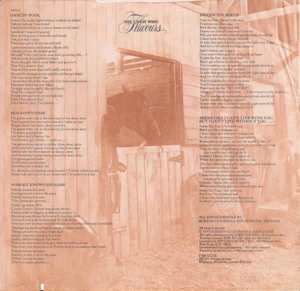 The Guess Who : Flavours (LP, Album, Ind)