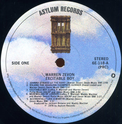 Warren Zevon : Excitable Boy (LP, Album, PRC)